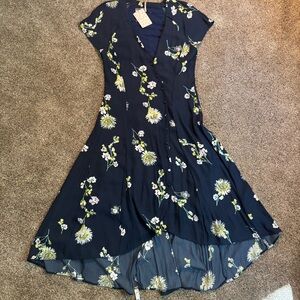 Free People Navy Floral High Low Dress
